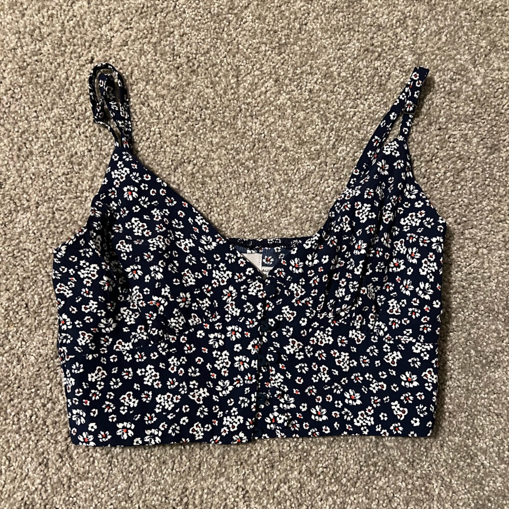 Princess Polly blue floral crop tank top size 0